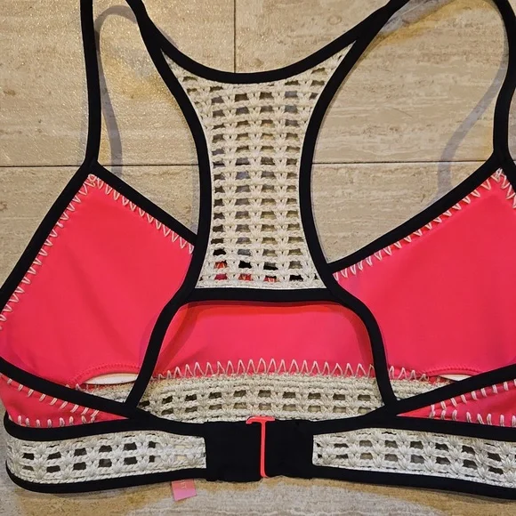 Victoria's Secret Sylish Hot Pink and Black Bikini Bralette Top - Picture 5 of 10